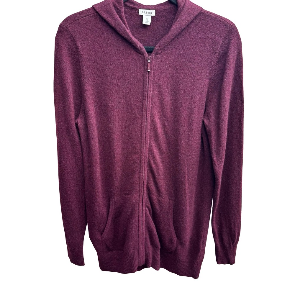 LL Bean 100% Cashmere Quiet Luxury Minimalist Preppy Full Zip Hoodie Sweater M